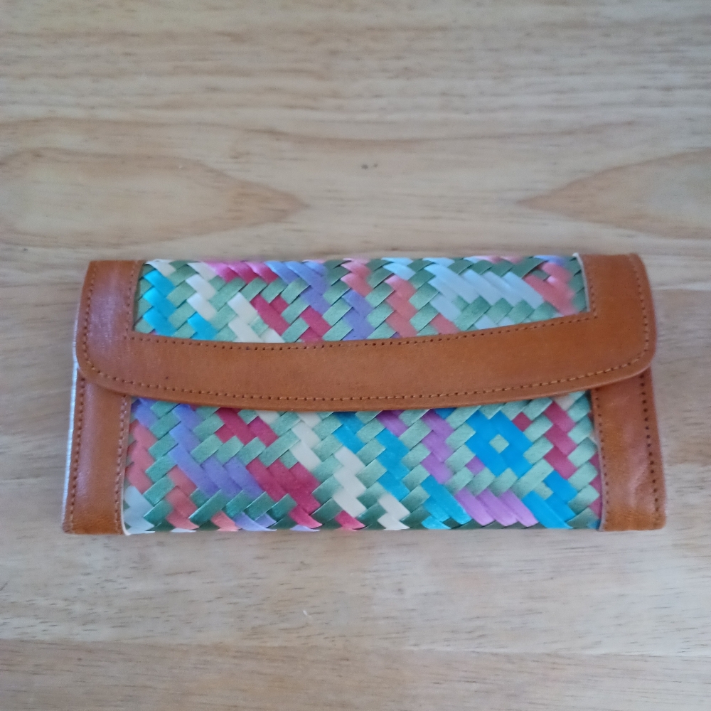 New Mexican Leather & Straw Woven Hand- made Wallet